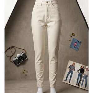 Vintage Levi's 521 White Jeans Orange Tab High Rise Tight Fit Slim Leg 5 READ